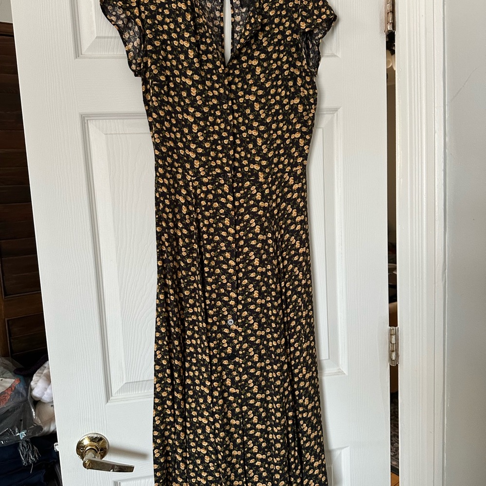 Reformation Black and Yellow Floral Maxi Dress